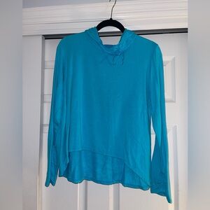 Fresh Produce Hi-Lo Hoodie Top Turquoise Size Large